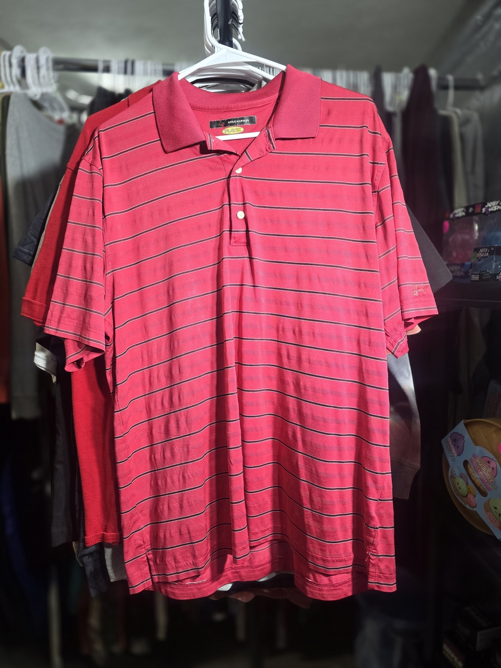 Greg Norman Collection Red Striped Polo Shirt